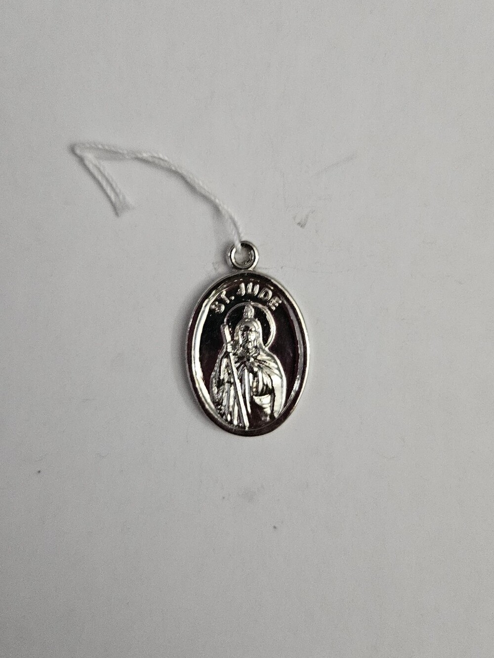 Siver-Tone St. Jude Pendant/Charm Holding A Staff Catholic Christianity